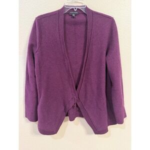 Eileen Fisher Cardigan Womens S Purple Good Boiled Wool Open Front Jacket